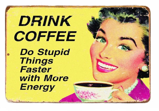 Coffee Rustic Kitchen Wall Mounted Aluminum Sign — product artwork