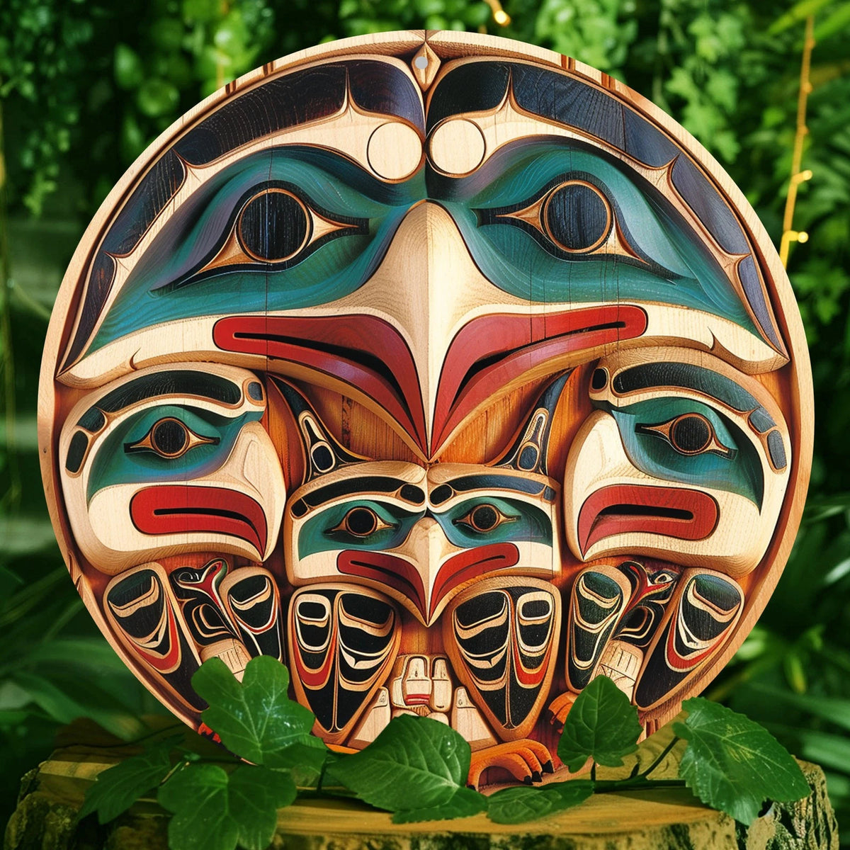 Mayan Wreath Funny Vibrant Wall Art Round Aluminum Sign — product artwork