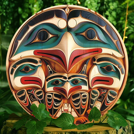 Mayan Wreath Funny Vibrant Wall Art Round Aluminum Sign — product artwork