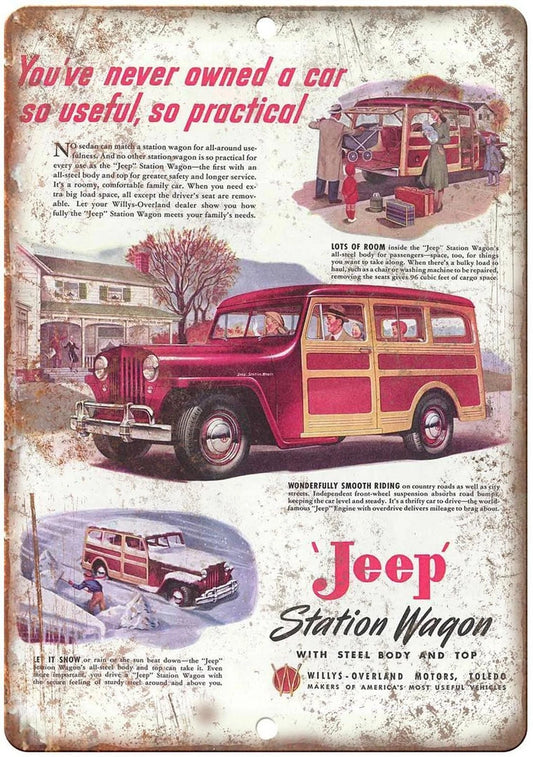 Jeep Willys Station Wagon Reproduction Aluminum Sign — product artwork