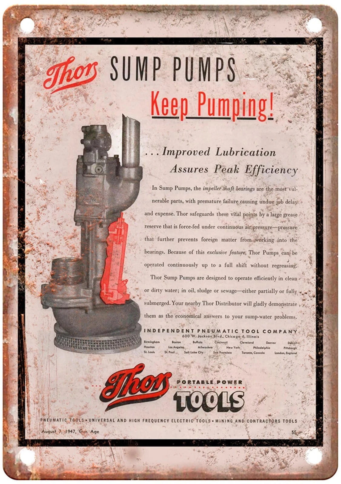 Vintage 1947 Pneumatic Tool Aluminum Sign — product artwork