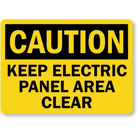 Clear Electric Panel Caution Aluminum Sign — product artwork