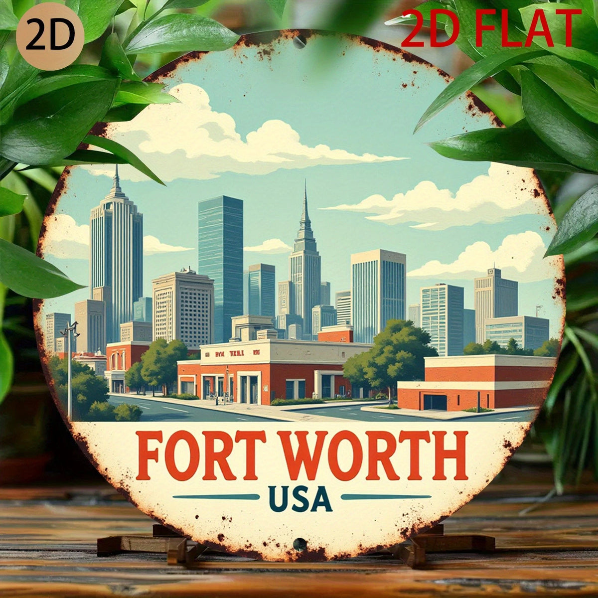 Fort Worth Vintage Funny Round Aluminum Sign — product artwork