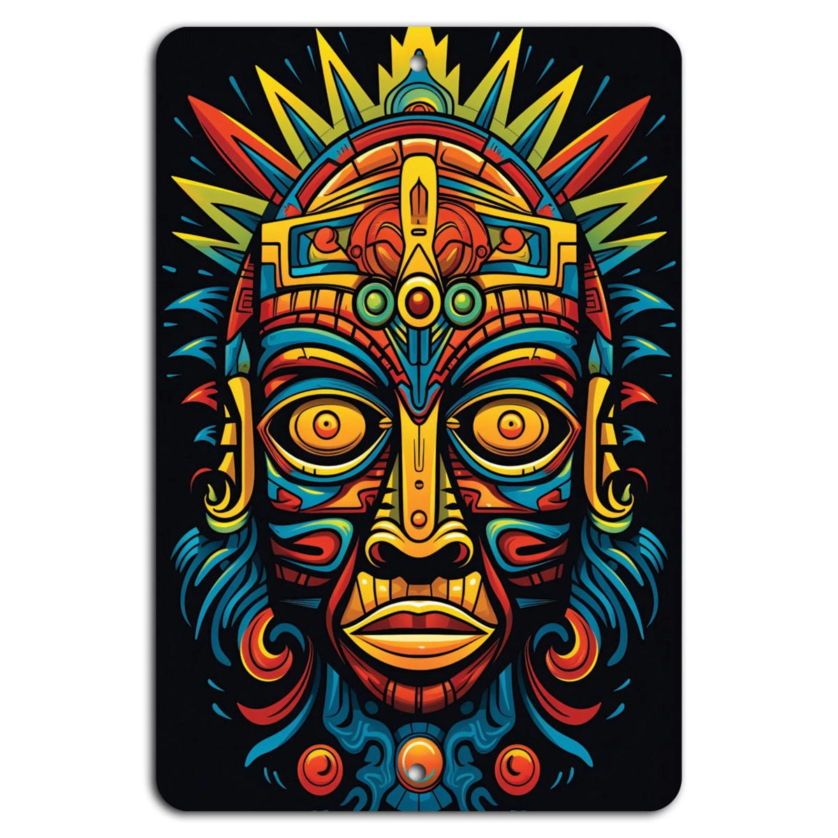 Tribal Vertical Mask Art Aluminum Sign — product artwork