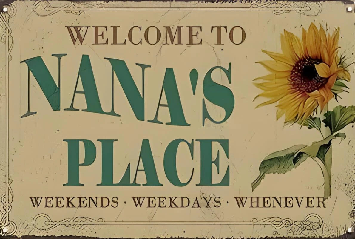 Welcome to Nana's Place Funny Aluminum Sign — product artwork