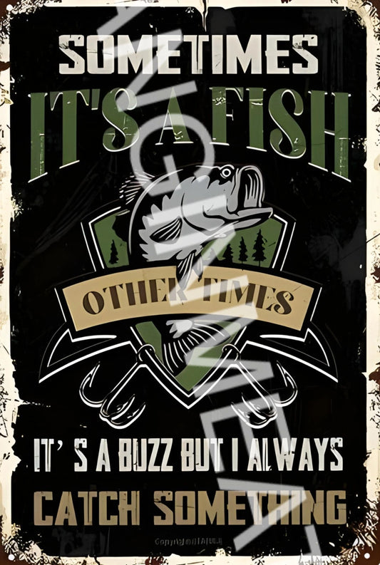 Funny Fishing Garage Barn Aluminum Sign — product artwork