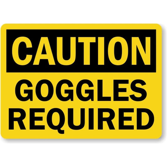 Goggles Required Caution Aluminum Sign — product artwork