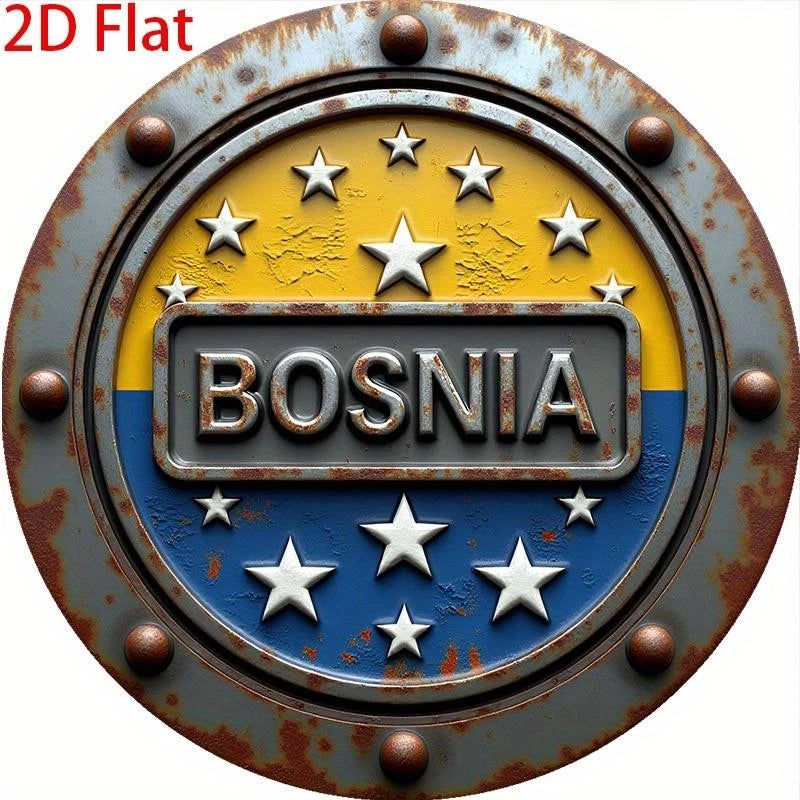 Bosnia Herzegovina Vintage Funny Round Aluminum Sign — product artwork