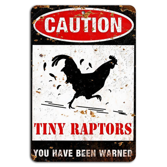 Rustic Warning Funny Dinosaur Aluminum Sign — product artwork