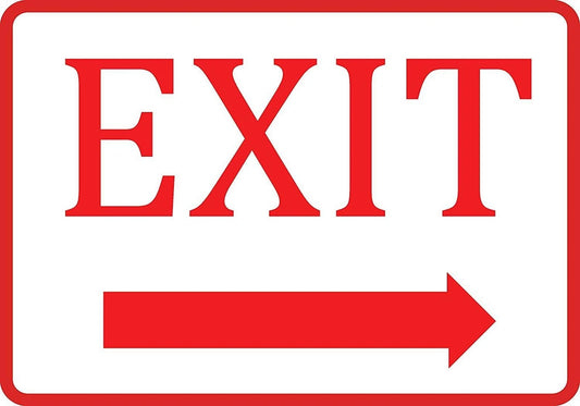 Exit Arrow White Business Door Funny Aluminum Sign — product artwork