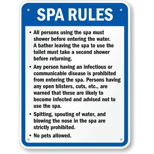 Hawaii Spa Rules Aluminum Sign — product artwork