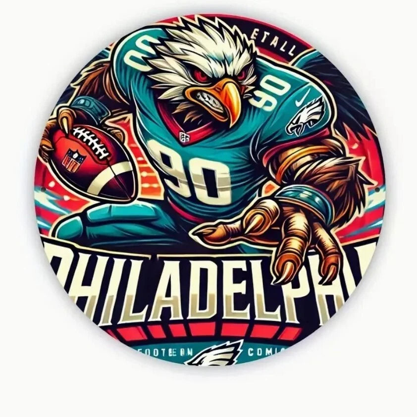 Philadelphia Eagles Mascot Players Round Aluminum Sign — product artwork