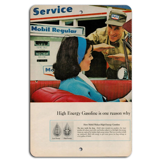 Vintage Gasoline Mobil Service Retro Aluminum Sign — product artwork