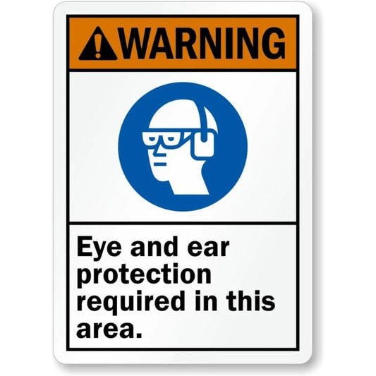 Eye Ear Protection Warning Aluminum Sign — product artwork