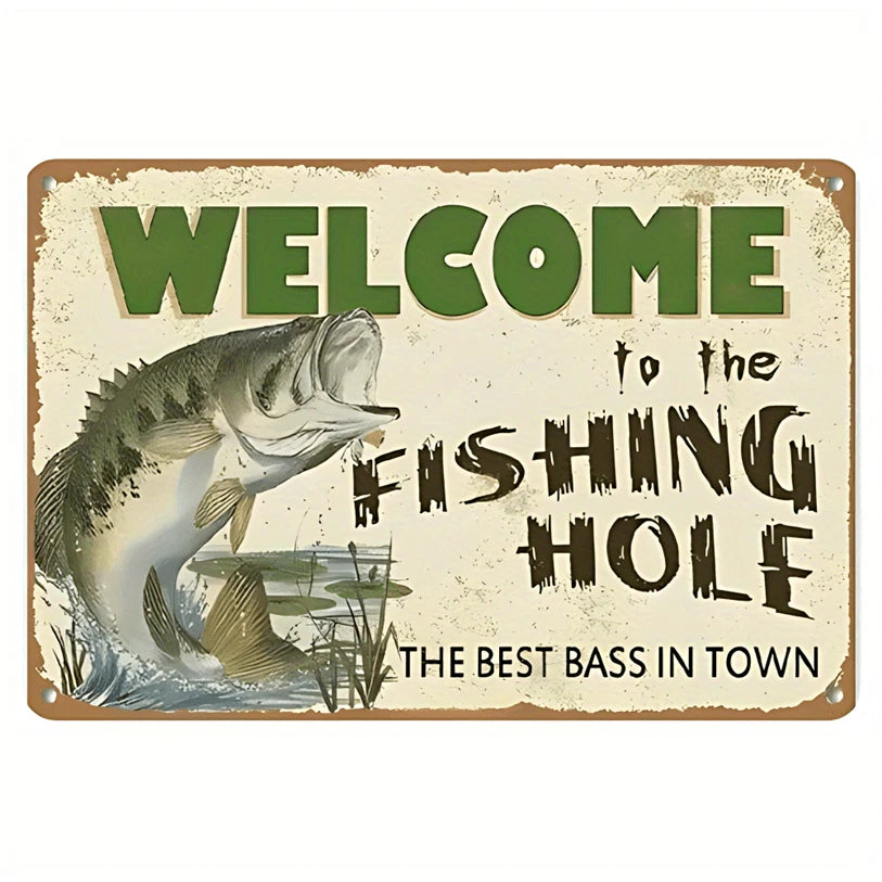 Iron Fishing Bass Fish Retro Wall Art Aluminum Sign — product artwork
