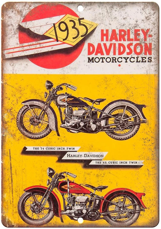 Motorcycle 1935 Retro Davidson Aluminum Sign — product artwork