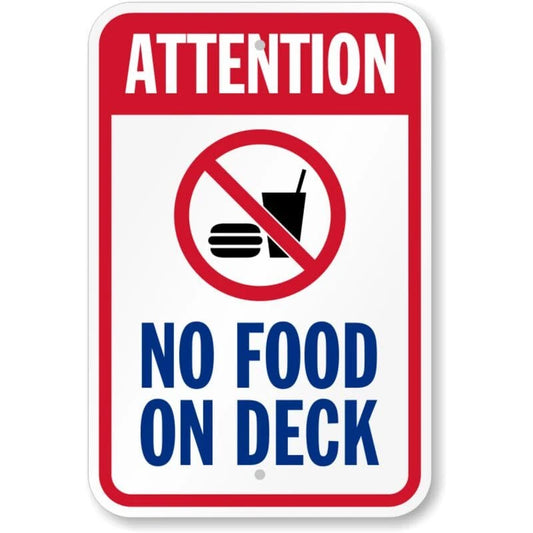 Attention No Food on Deck Pool Aluminum Sign — product artwork