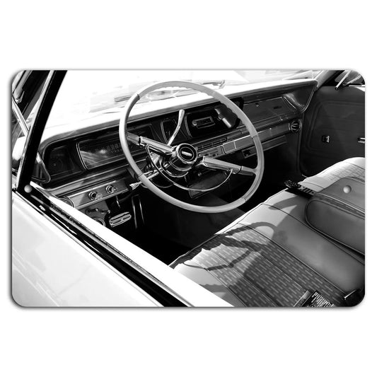 Classic Car Vintage Retro Black White Garage Aluminum Sign — product artwork