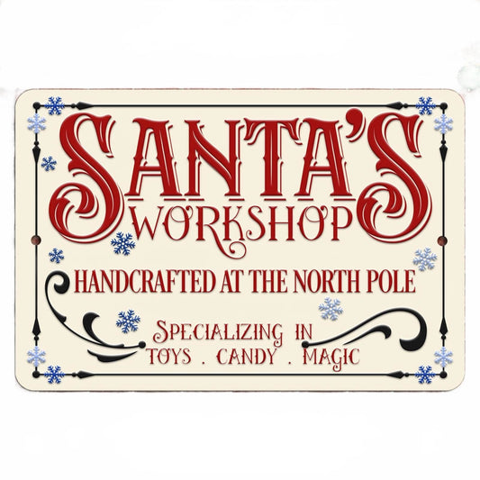 Santa's Workshop Handmade Rustic Holiday Aluminum Sign — product artwork