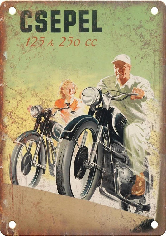 Csepel 125 and 250 Motorcycle Poster Aluminum Sign — product artwork