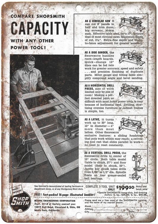 Vintage Drill Press Shop Smith Lathe Aluminum Sign — product artwork