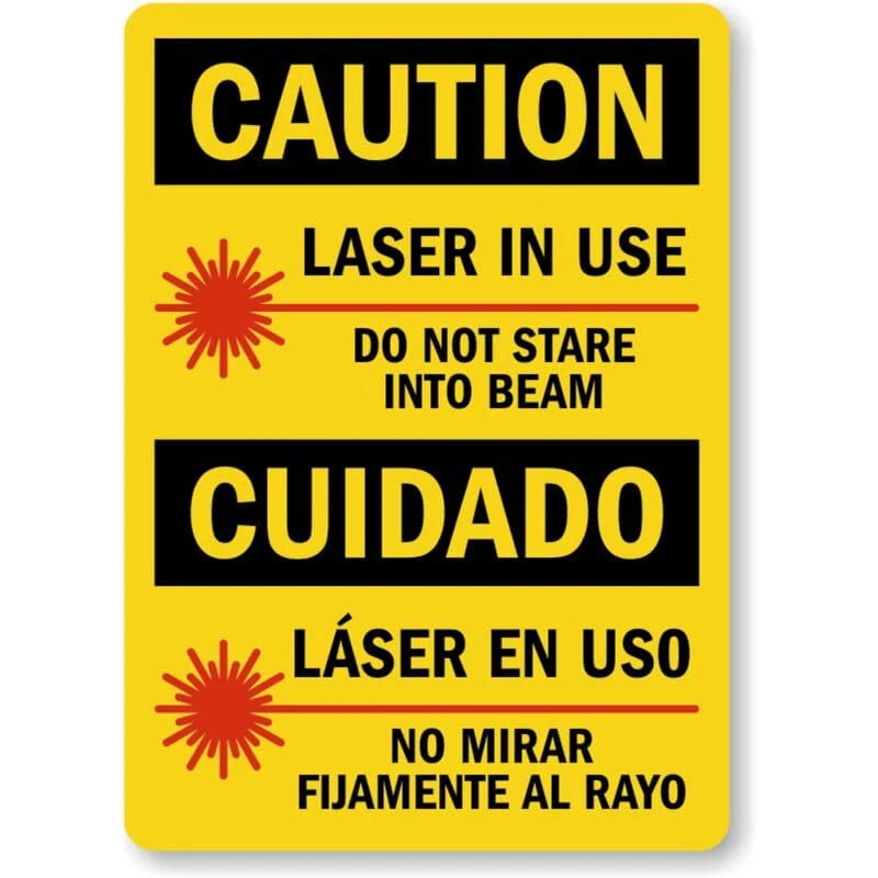 Bilingual Laser in Use Aluminum Sign — product artwork