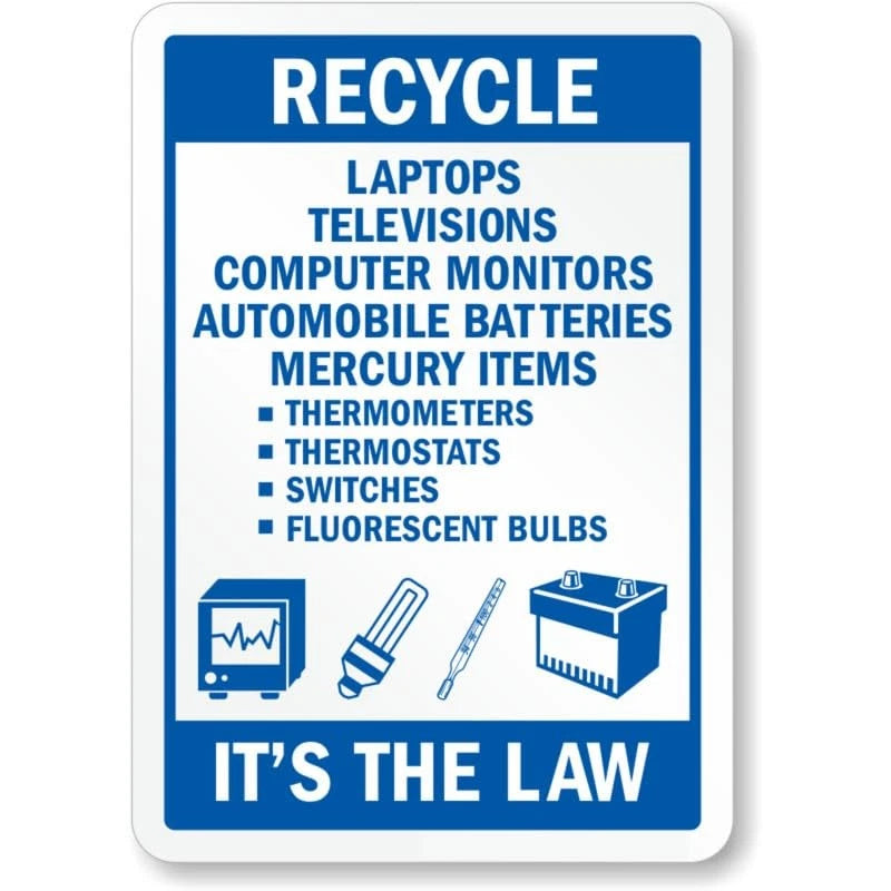 Recycle Laptop Recycling Aluminum Sign — product artwork