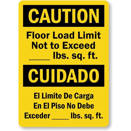 Bilingual Floor Load Limit Aluminum Sign — product artwork