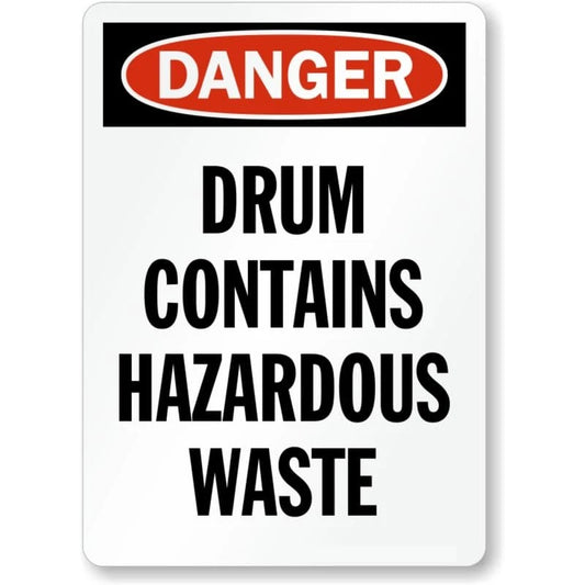 Drum Contains Hazardous Waste Danger Aluminum Sign — product artwork