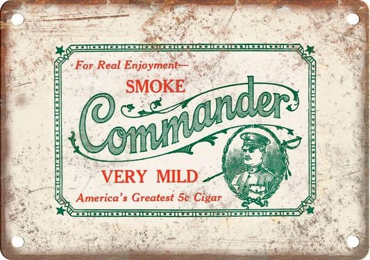 Commander America's Greatest Five-Cent Cigar Vintage Aluminum Sign — product artwork