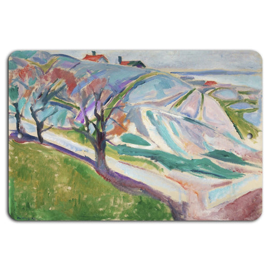 Decorative Vibrant Hillside Landscape Aluminum Sign — product artwork