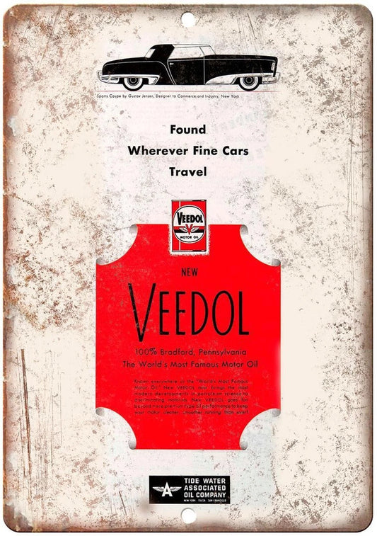 Gasoline Car Veedol Vintage Ad Reproduction Aluminum Sign — product artwork