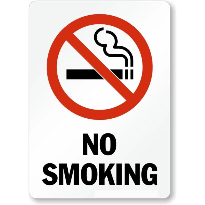 No Smoking Symbol Vertical Aluminum Sign — product artwork
