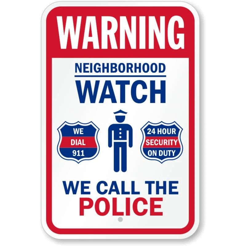 Neighborhood Watch Police Security Aluminum Sign — product artwork