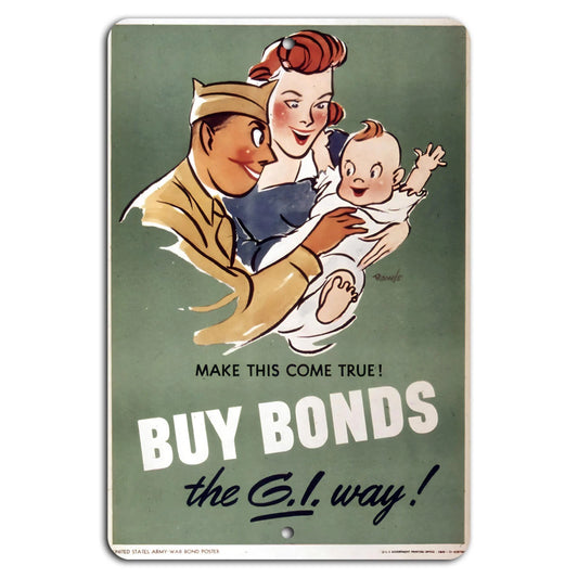 Victory Bonds Vintage Patriotic Military Aluminum Sign — product artwork