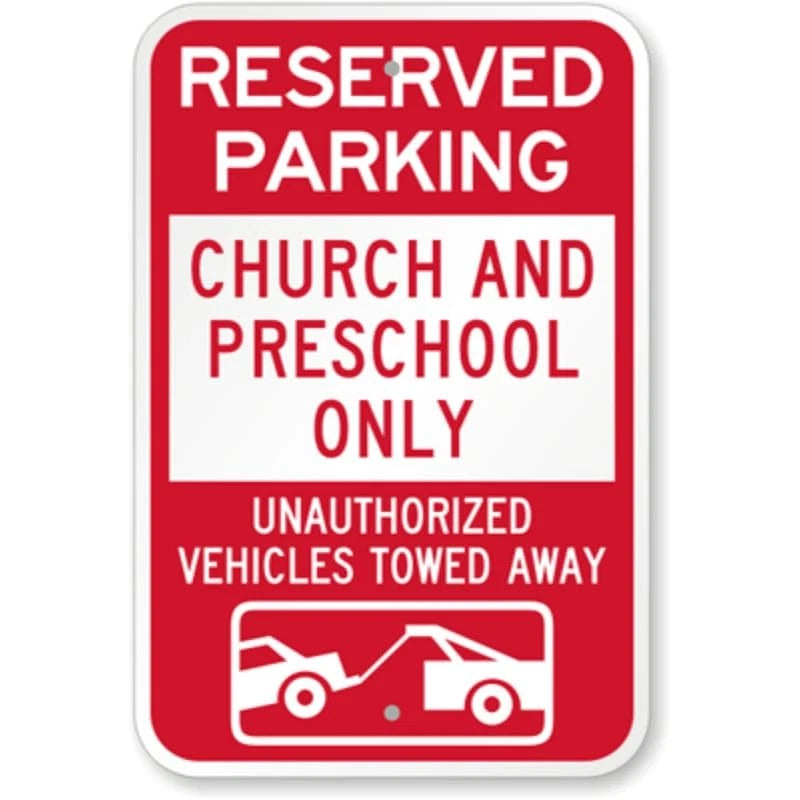 Reserved Parking Church Preschool Aluminum Sign — product artwork