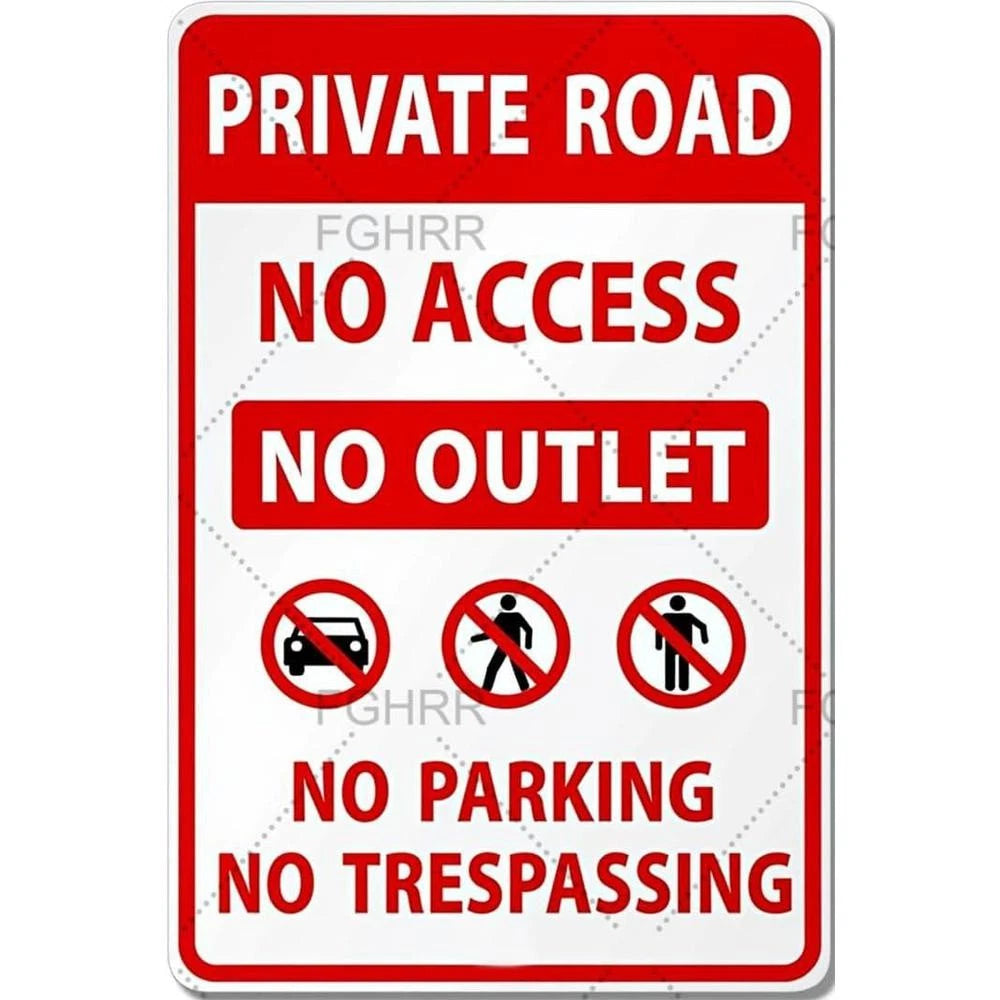 Private Road No Access No Parking Warning Aluminum Sign — product artwork