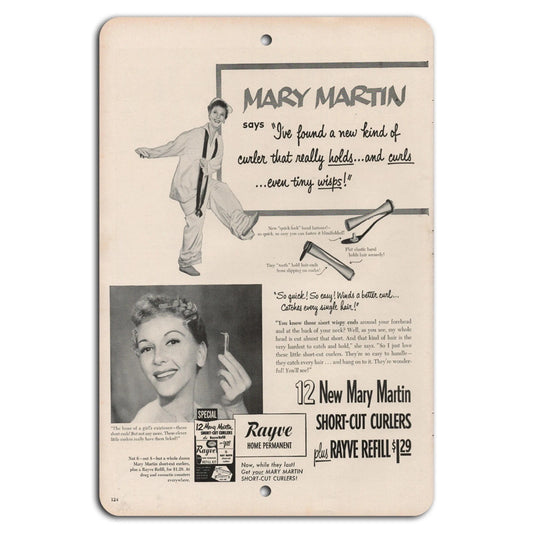 Vintage Mary Martin Curler Retro Hair Salon Aluminum Sign — product artwork