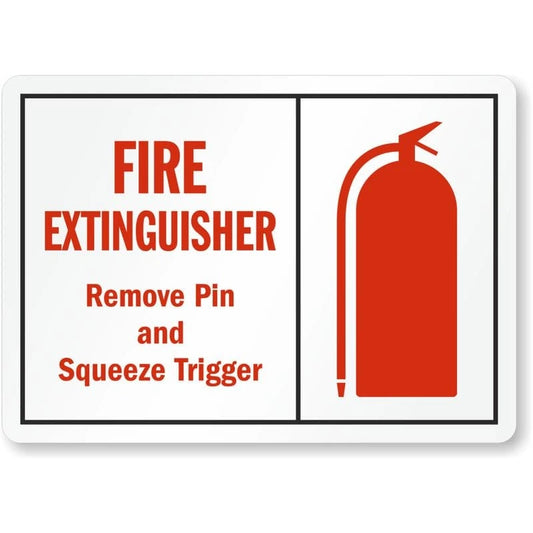Fire Extinguisher Remove Pin Aluminum Sign — product artwork