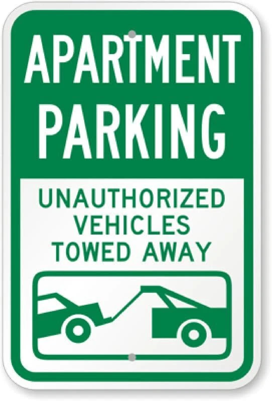 Apartment Parking Tow Car Business Aluminum Sign — product artwork