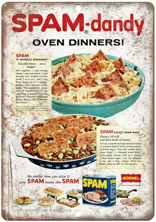Spam Oven Dinner Funny Vintage Kitchen Aluminum Sign — product artwork