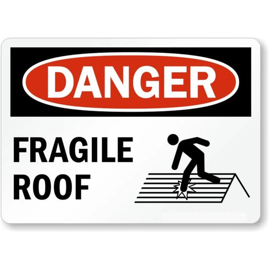 Danger Fragile Roof Aluminum Sign — product artwork