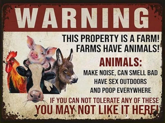 Farm Warning Funny Farm Property Aluminum Sign — product artwork
