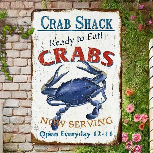Vintage Tin Unbranded Crab Shack Ready Eat Crabs Aluminum Sign — product artwork