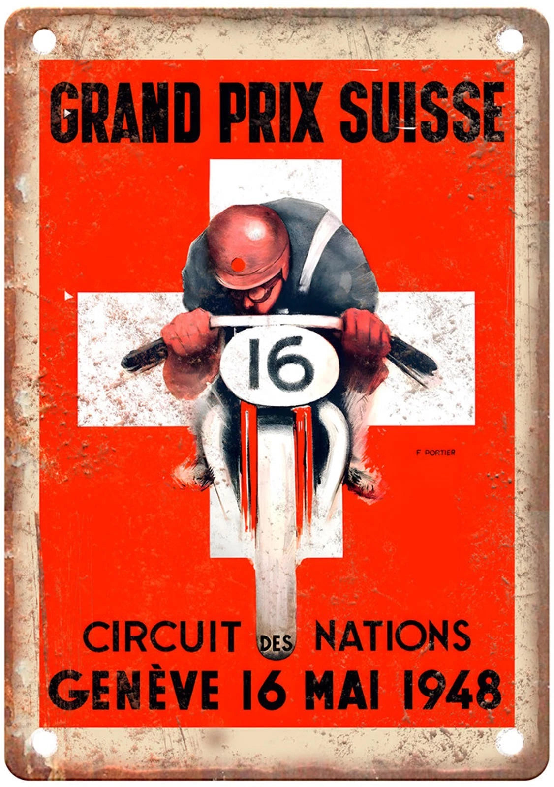 Grand Prix Suisse Circuit Nations Geneve 1948 Motorcycle Sign — product artwork