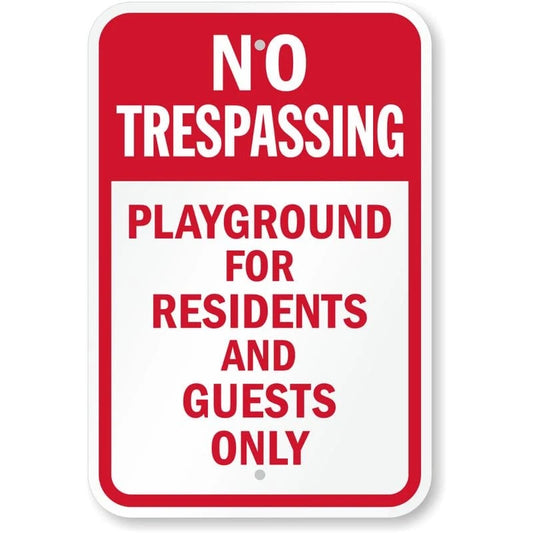 Playground for Residents and Guests Only Signs Aluminum Sign — product artwork