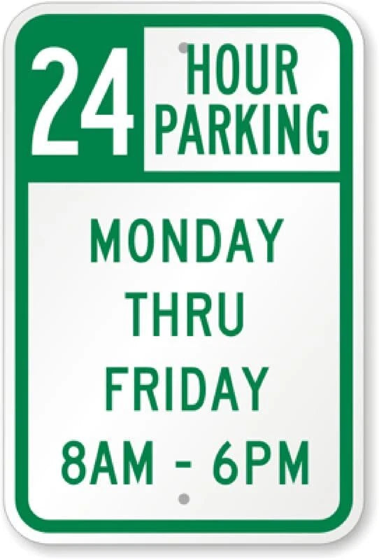 Parking 24 Hour Business Aluminum Sign — product artwork