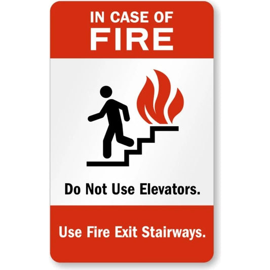 In Case of Fire Use Exit Stairways Aluminum Sign — product artwork