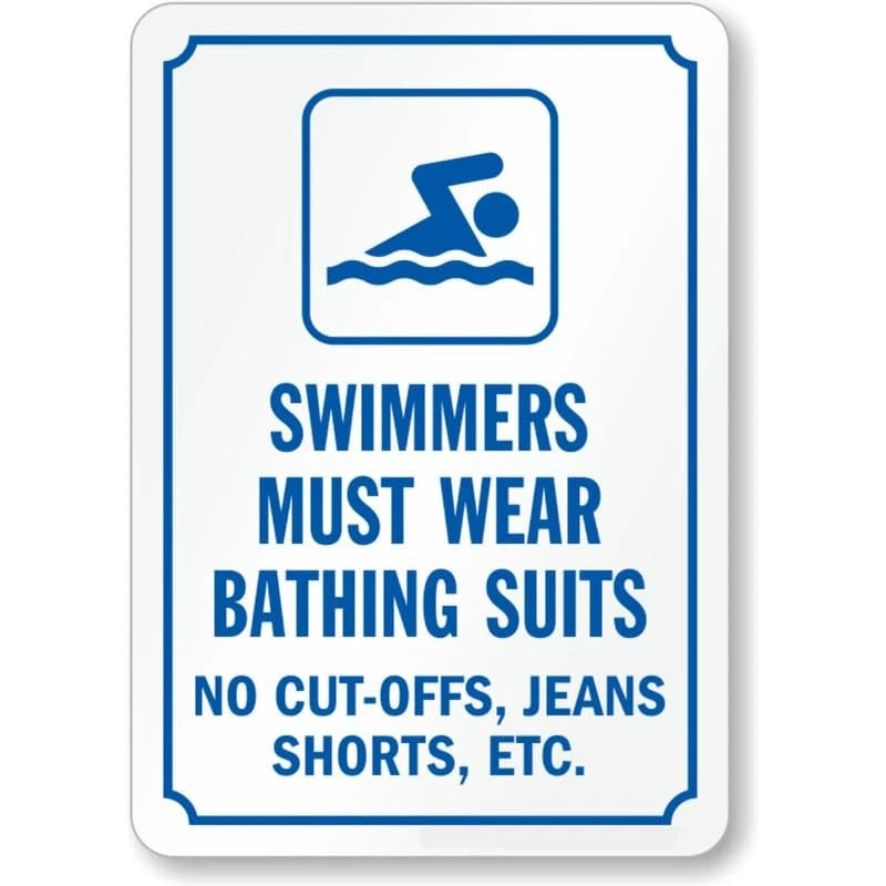 Swimmers Wear Bathing Suits Aluminum Sign — product artwork
