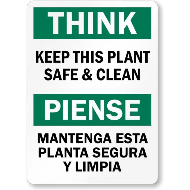 Bilingual Keep Plant Safe Aluminum Sign — product artwork